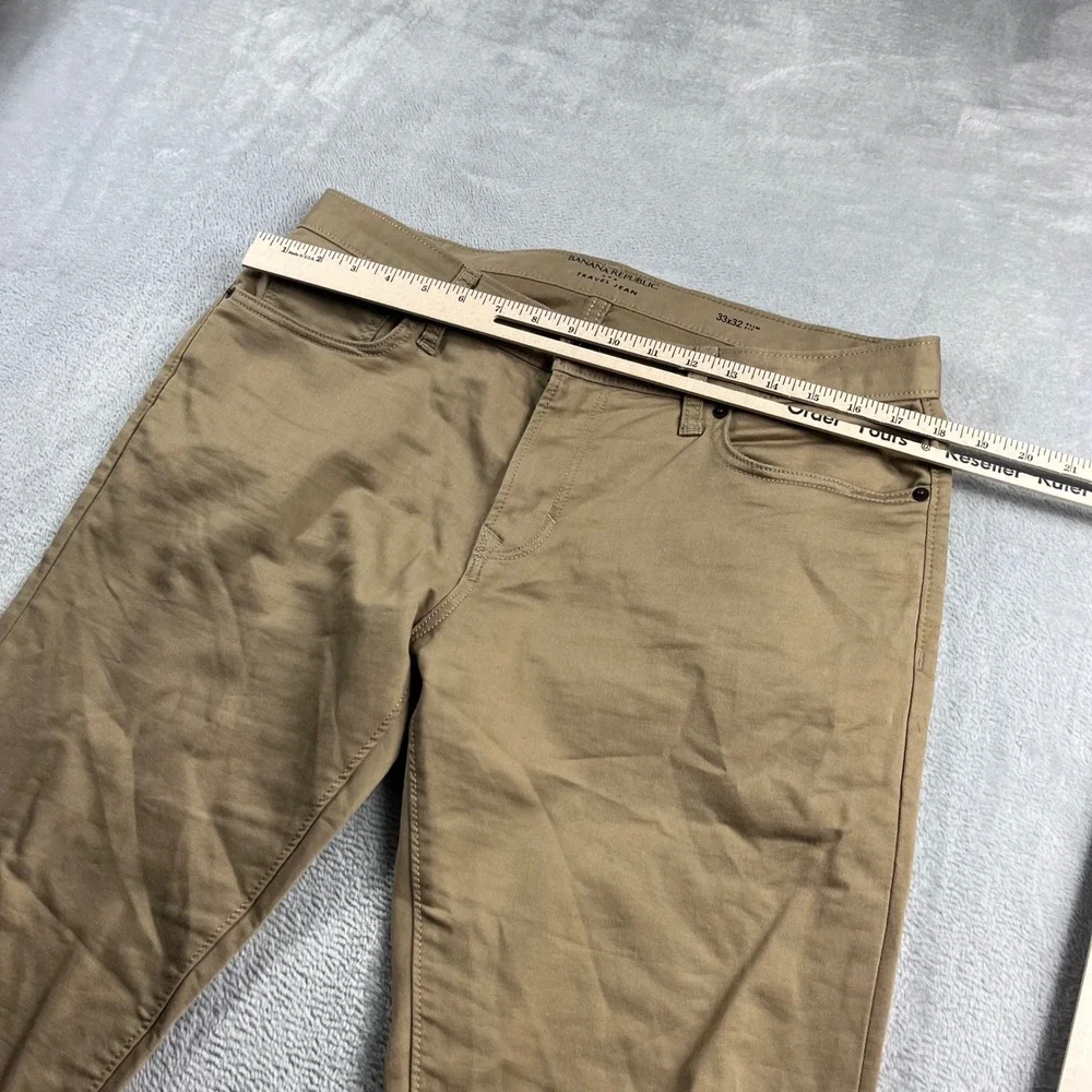 Banana Republic Travel Jeans Mens 33x32 Slim Fit‎ Khaki Tan Stretch Pants